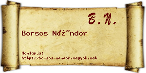 Borsos Nándor névjegykártya